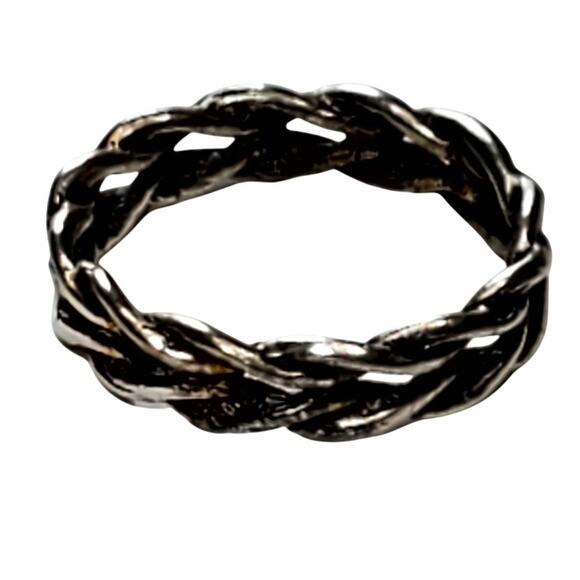 Silver Tone Braided Ring Minimalist Basic Sz 6 - Picture 2 of 5